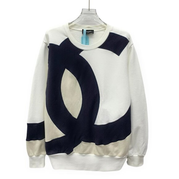 GM0203 Chanel Chanel white logo printed cotton round neck long-sleeved sweatshir